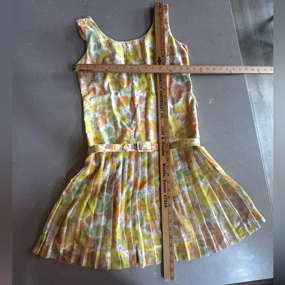 Mister Robert’s Vintage 1970 1960 60s 70s Floral Sleeveless Dress with Belt 12 - Picture 3 of 16